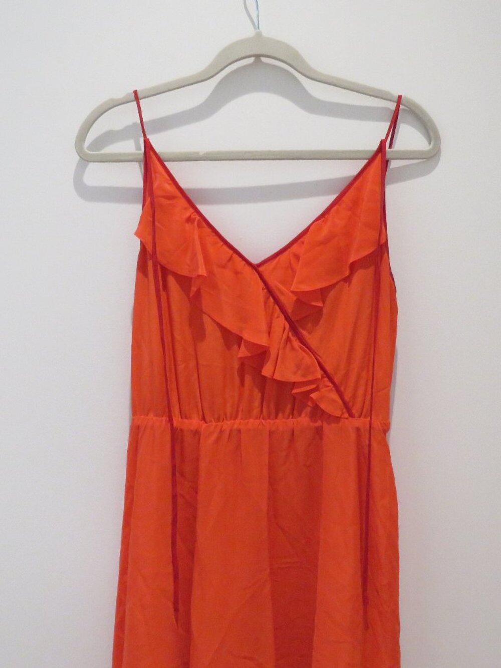 ANTHROPOLOGIE GIRLS FROM SAVOY 100% Silk Ruffle Slip Dress Red Size 4 Coquette - Picture 3 of 12